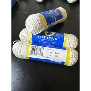 Lot of 3 South Maid Cotton 8 Knit & Crochet Thread Yarn 100% Cotton CREAM No 803